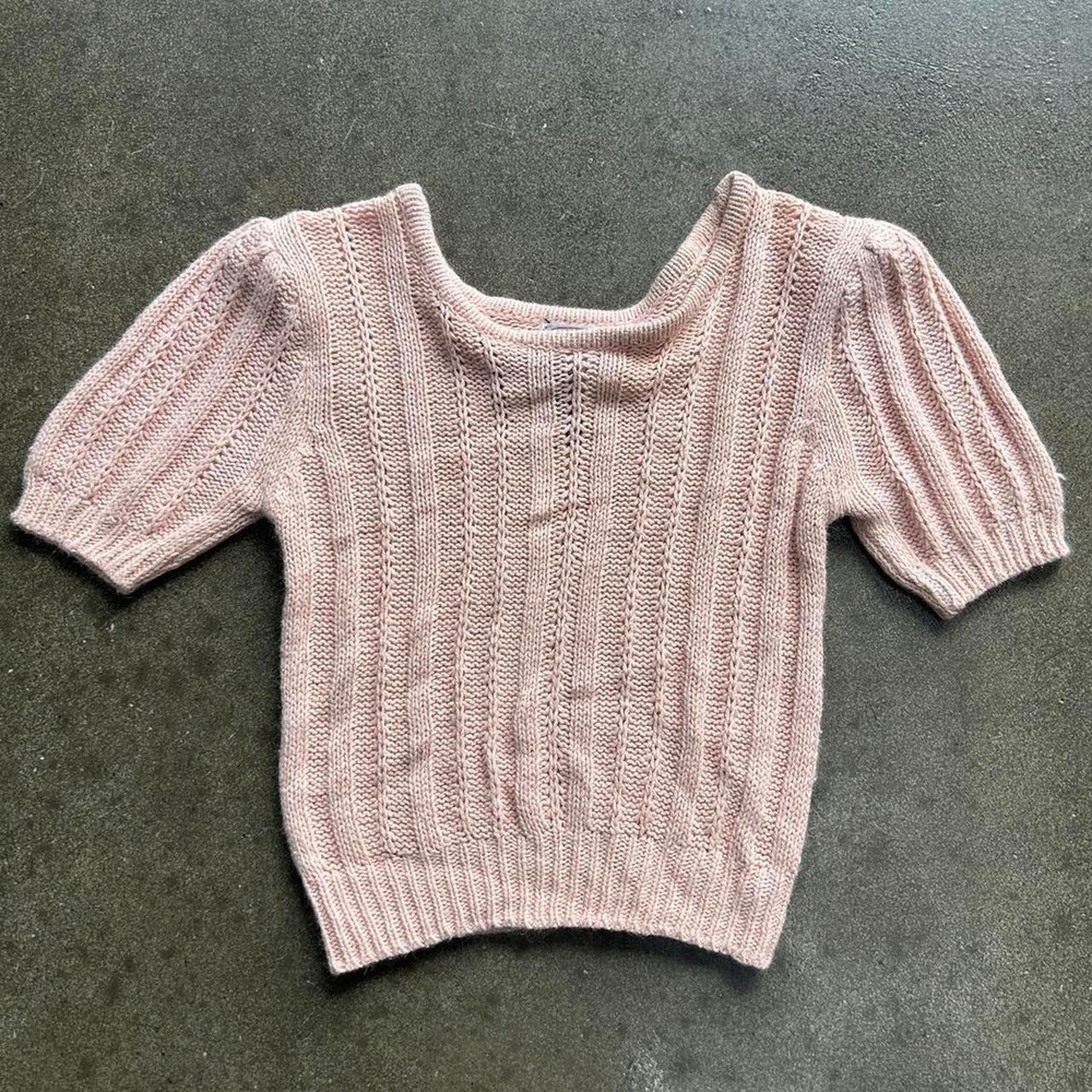 Vintage 90s Parrinello Pink Knit‎ Size Medium Short Sleeve Sweater Top